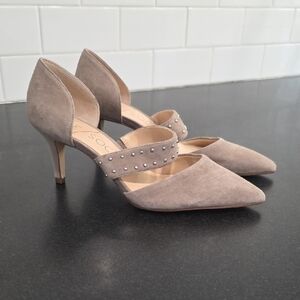 Sole Society Taupe Heels with Studded Strap